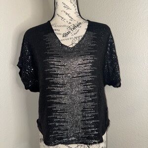 Black Knit Short Sleeve Top